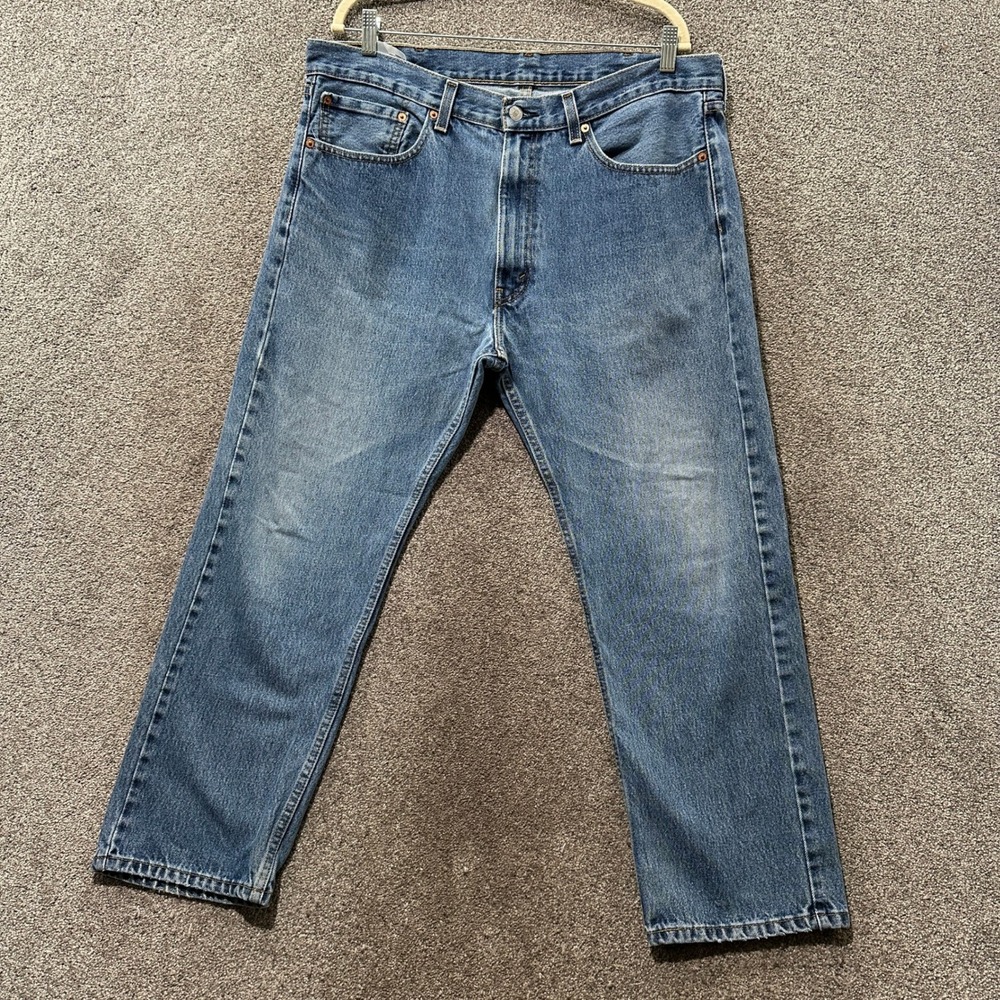 Levi's 505 Regular Fit Straight Leg Mens Jeans 38x29 Medium Wash Blue Casual